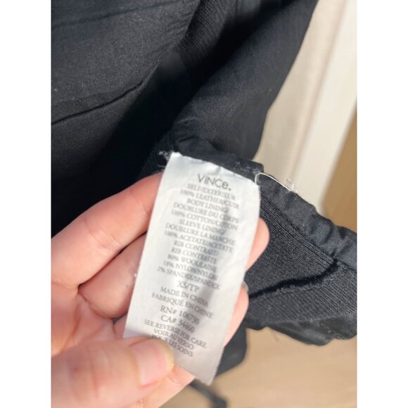 VINCE Lamb Leather Scuba Moto Jacket Sz XS Black Butter Soft - Picture 11 of 15